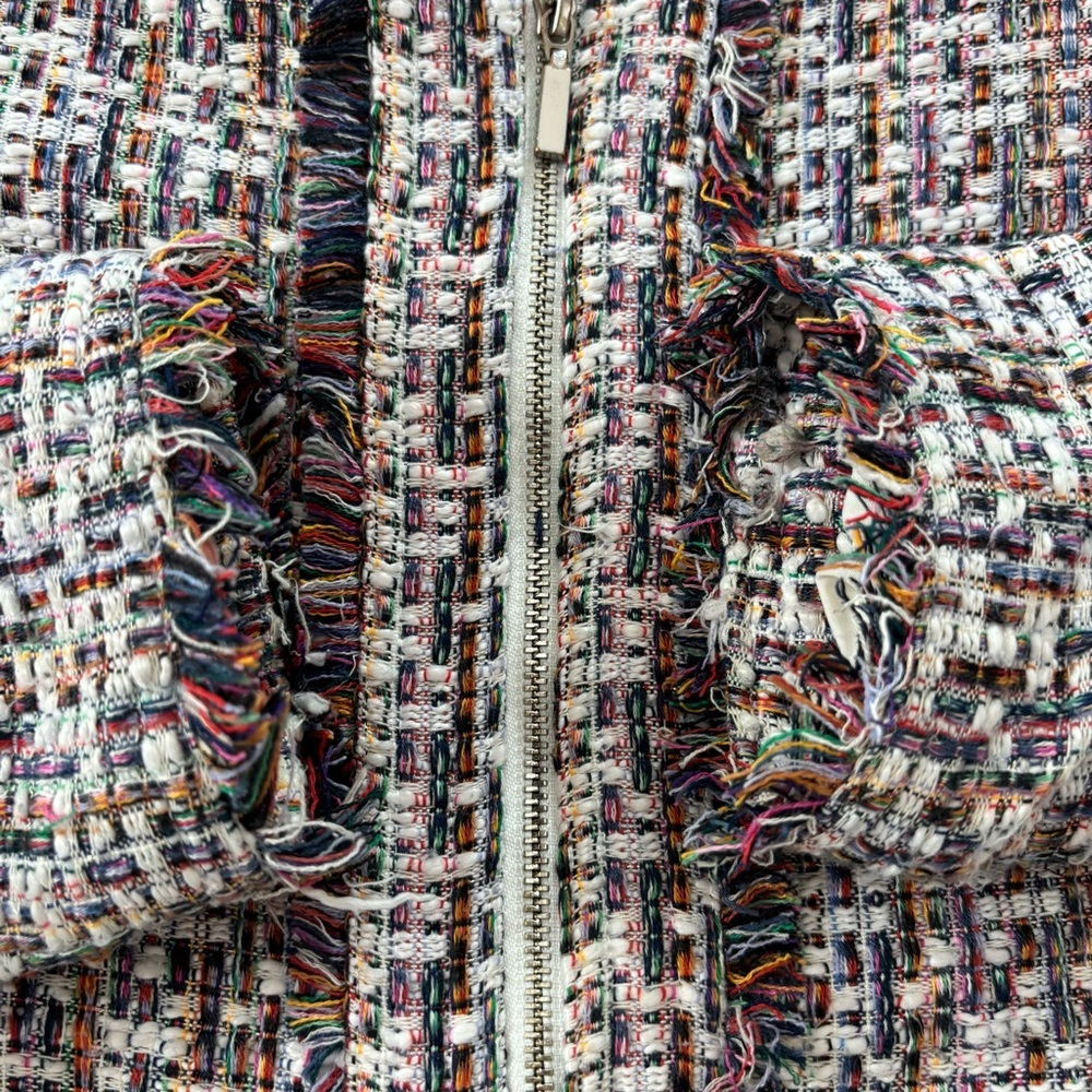 Carolina Belle Blazer multi tweed fringe Jacket SZ S Worn 1X - Picture 3 of 9